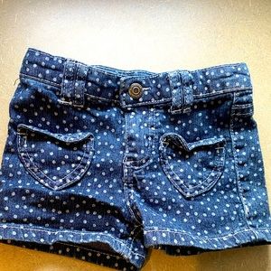 Girls Jean shorts 3 T blue denim hearts polka dots
